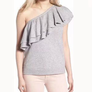 Chelsea28 Cute Heather Grey One Shoulder Top